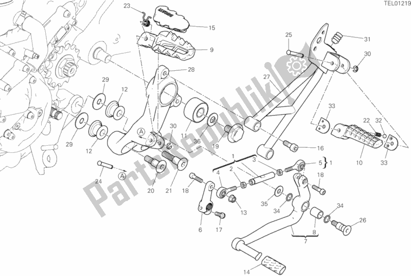 Todas las partes para Reposapiés, Izquierda de Ducati Hypermotard 950 2019